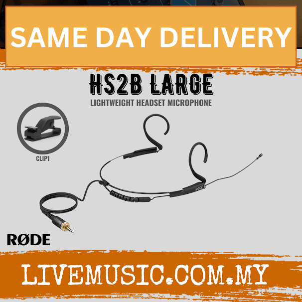 Rode HS2 Headset Microphone for Wireless Systems with Clip1 - Large/Black ( HS-2/HS2BL )