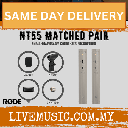 Rode NT55 Compact Condenser Microphone with Interchangeable Capsules - Matched Pair ( NT-55 )