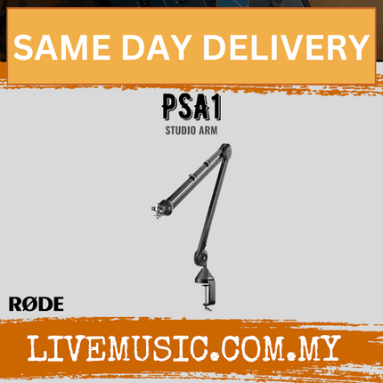 Rode PSA1 studio boom arm with mounting clamp, black metal desk arm