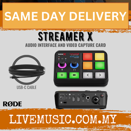 RODE Streamer X audio interface and video capture card with USB-C cable