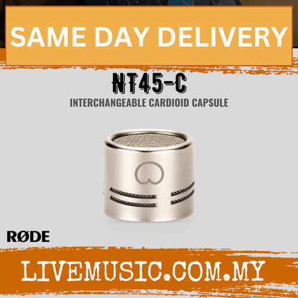Interchangeable cardioid microphone capsule with metal mesh grille, cylindrical body