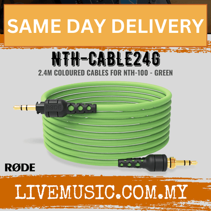Green 2.4m coiled headphone cable with gold connectors