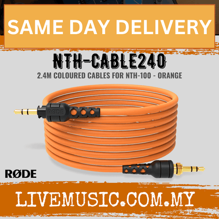 RØDE orange 2.4m NTH-CABLE24 headphone cable with 3.5mm plugs