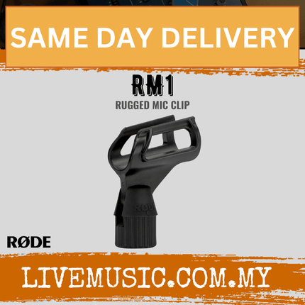 Rugged mic clip for Rode RM1, black spring clamp with adjustable holder