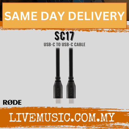 RODE SC17 USB-C to USB-C cable with two black USB-C connectors