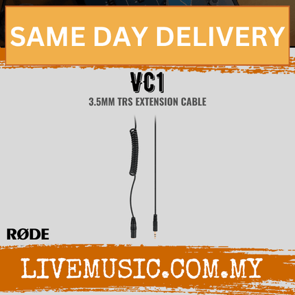 Rode VC1 3.5mm TRS Microphone Extension Cable For Cameras (10' / 3 Meter)