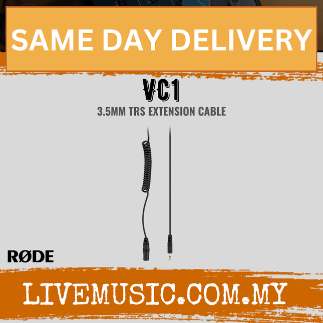Rode VC1 3.5mm TRS Microphone Extension Cable For Cameras (10' / 3 Meter)