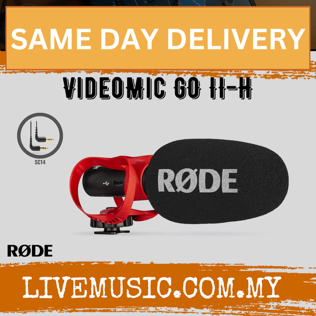 Rode VideoMic GO II-H Ultracompact Analog/USB Camera-Mount Shotgun Microphone