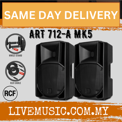 RCF ART 712-A MK5 12" 1400W 2-way Active Powered Speaker w/Speaker Stand - Each / Pair ( ART712A / ART712 / MK5 )