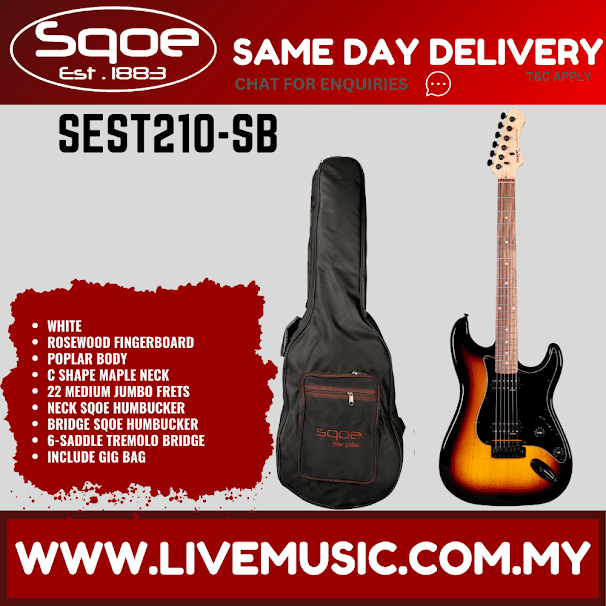 SQOE SEST210 Super Stratocaster Body HH Electric Guitar Rosewood Fretboard - Sunburst (SEST-210/SEST 210)