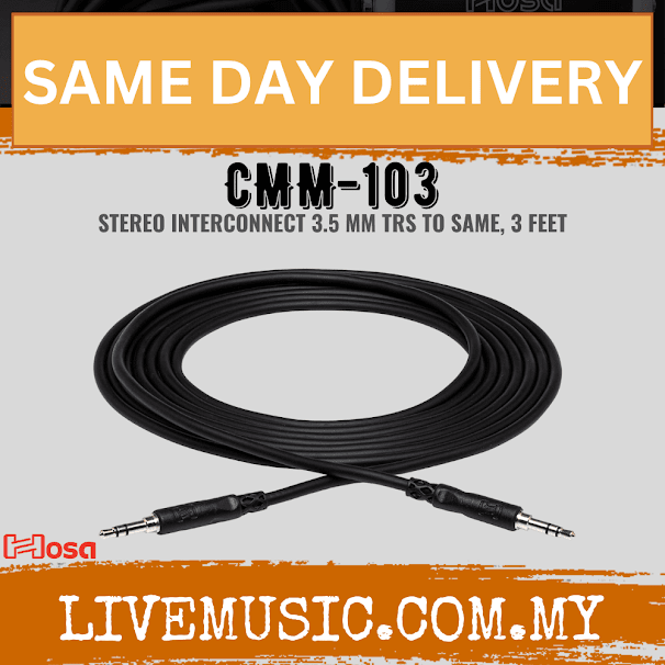 Hosa CMM-103 3.5mm TRS to Same Cable, 3ft (CMM103/CMM 103)