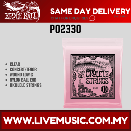 Ernie Ball 2330 Clear Ball End Nylon With Wound G Ukulele Strings