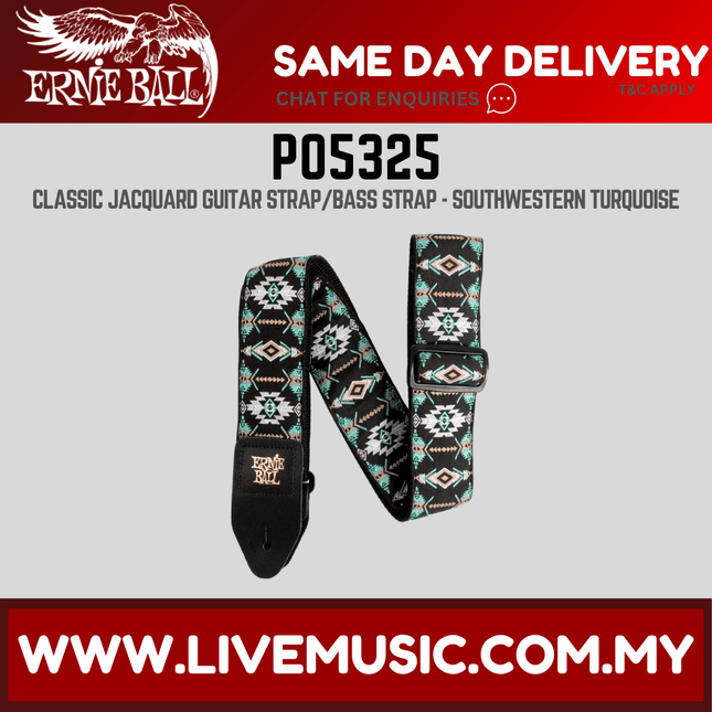 Ernie Ball 5325 Jacquard Guitar Strap, Southwestern Turquoise
