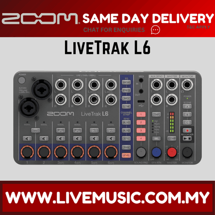 Zoom LiveTrak L6 Portable 6-Channel Digital Mixer and Multitrack Recorder (L-6/L 6)