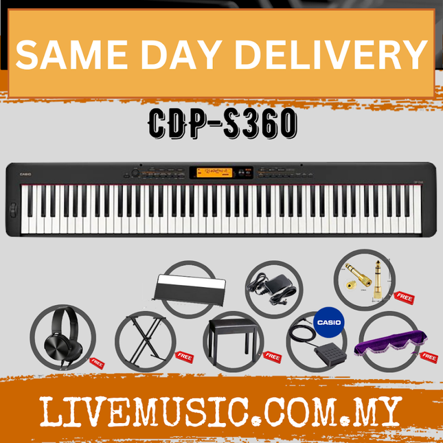 Casio CDP-S360 88-key Digital Piano with Keyboard Stand, Bench, Headphone ( CDPS360 / CDP S360)