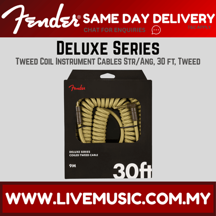 Fender Deluxe Coil Guitar Cable, 30ft - Tweed