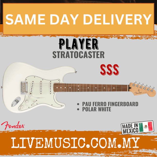 Fender Player Stratocaster Electric Guitar, Pau Ferro Fretboard -  Polar White