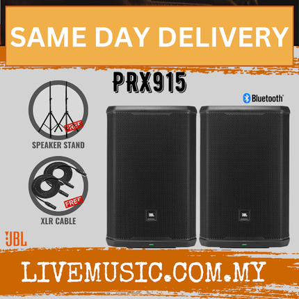 JBL PRX915 15-inch Powered Loudspeaker With Speaker Stand And Cable - Each / Pair ( PRX-915 / PRX 915 )