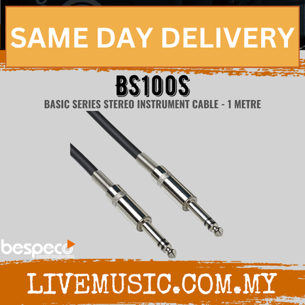 Bespeco BS100S 1 Metre (Straight 1/4″ Stereo Jack – Straight 1/4″ Stereo Jack)