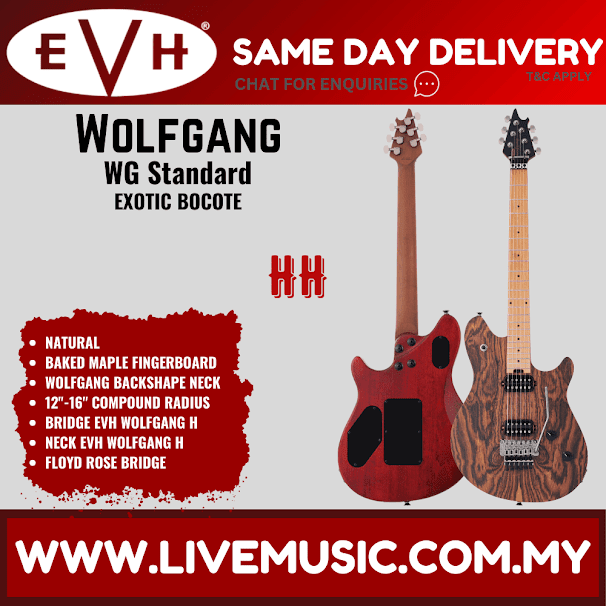 EVH Wolfgang Standard Exotic Electric Guitar, Baked Maple FB, Natural
