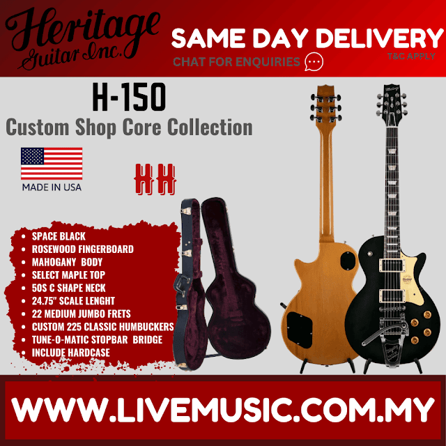 Heritage Custom Shop Core Collection H-150 Electric Guitar w/Case, Space Black, Bigsby ( H150 H 150 )