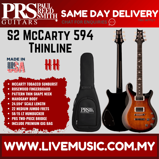 PRS S2 McCarty 594 ThinLine Electric Guitar with Bag
