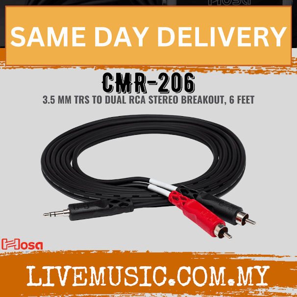 Hosa CMR-206 3.5mm TRS to RCA Stereo Breakout, 6ft (CMR206/CMR 206)