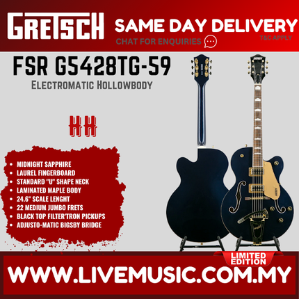 Gretsch FSR G5427TG Electromatic Hollowbody Single-Cut Electric Guitar, Midnight Sapphire