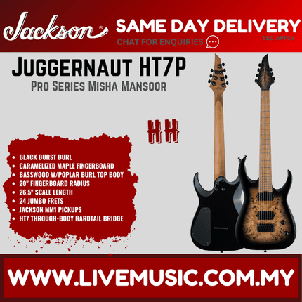 Jackson Pro Series Misha Mansoor Juggernaut HT7P Electric Guitar, Caramelized - Black Burst (HT7-P/HT7 P)