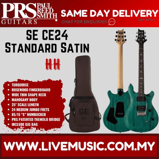 PRS SE CE24 Standard Satin Electric Guitar w/Bag, Turquoise