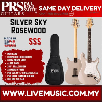 PRS John Mayer Silver Sky Rosewood Electric Guitar w/Bag-Moc Sand
