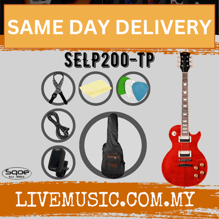 SQOE SELP200 Les Paul Body HH Electric Guitar Rosewood Fretboard - Tiger Clear Red ( SELP 200 / SELP-200 )