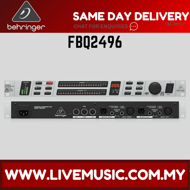 Behringer FBQ2496 feedback destroyer rackmount audio processor with display and knobs