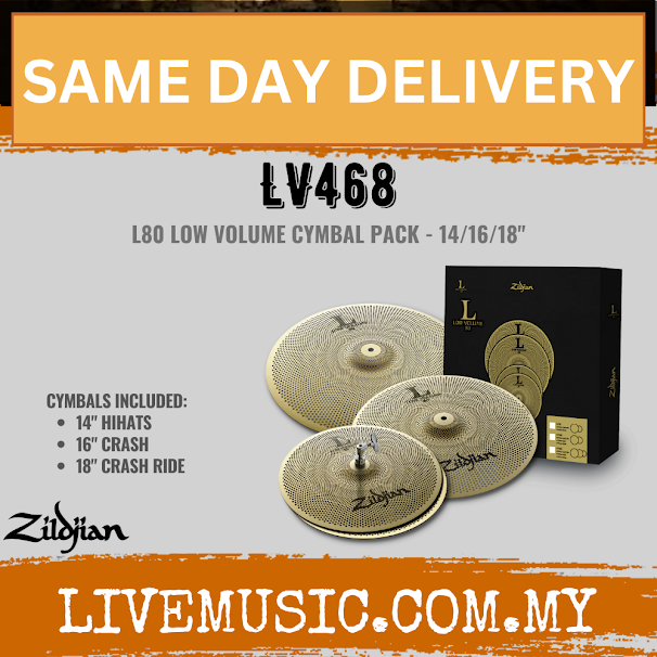 Zildjian L80 Low Volume LV468 Box Set - 14" Hi-hats, 16" Crash, 18" Crash Ride (LV-468)