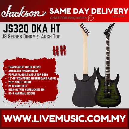 Jackson JS Series Dinky Arch Top JS32Q DKA HT Electric Guitar, Amaranth FB -Green Burst ( JS32Q DKAHT )
