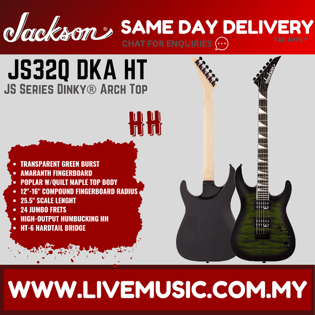 Jackson JS Series Dinky Arch Top JS32Q DKA HT Electric Guitar, Amaranth FB -Green Burst ( JS32Q DKAHT )