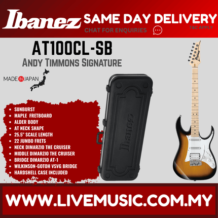 Ibanez AT100CL-SB Electric Guitar w/Case, Sunburst ( AT100CL SB / AT100CLSB )