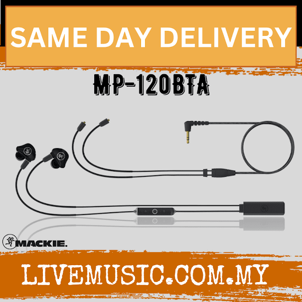 Mackie MP-120 BTA Single Dynamic Driver Professional In-Ear Monitors with Bluetooth Adapter (MP120/MP 120/MP120-BTA/MP120BTA)