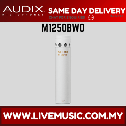 Audix M1250BWO Miniaturized Condenser Microphone Omnidirectional - White (M1250 BWO/M1250 BWO)