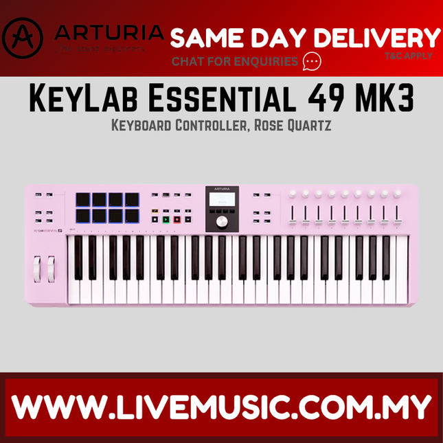 Arturia KeyLab Essential 49 Mk3 Keyboard Controller, Rose Quartz