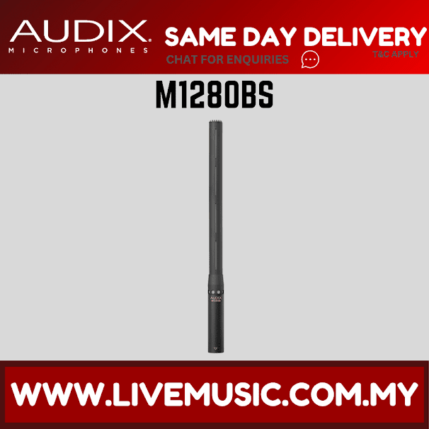 Audix M1280BS Miniature Condenser Microphone with 25' Cable Supercardioid - Black (M1280 BS/M1280-BS)