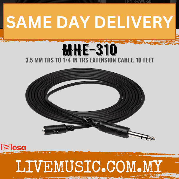 Hosa MHE-310 Extension Cable, 3.5mm to 1/4inch, 10ft (MHE310/MHE 310)