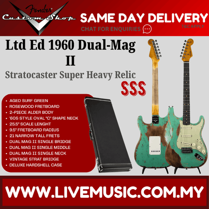 Fender Custom Shop Ltd Ed 1960 Dual-Mag II Stratocaster Super Heavy Relic, Aged Surf Green