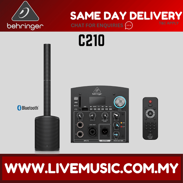 Behringer C210 200-watt Powered Column Loudspeaker with an 8" Subwoofer ( C-210 / C 210 )