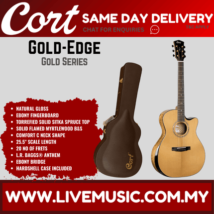 Cort GOLD-EDGE Acoustic-Electric Guitar with Gig Bag - Natural Glossy (GOLDEDGE)