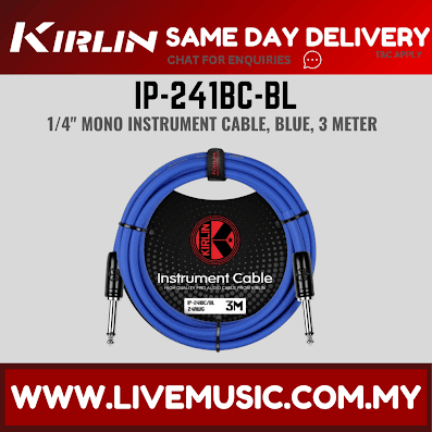 Kirlin Cable IP-241BC 3 Meter Mono Instrument Cable for Electric Acoustic Bass Guitar Speaker Amp Keyboard Drum Amplifier (IP 241BC/IP241BC)