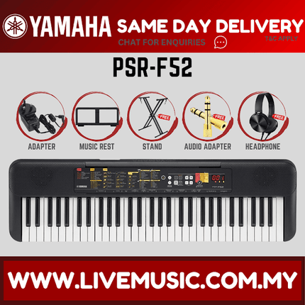 Yamaha PSR-F52 61 Keys Portable Keyboard Electronic Piano with Bench & Accessories ( PSRF52 / PSR F52 )