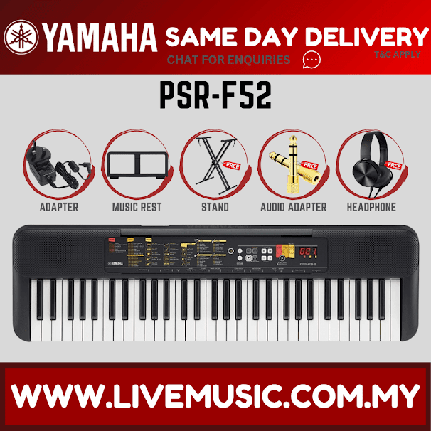 Yamaha PSR-F52 61 Keys Portable Keyboard Electronic Piano with Bench & Accessories ( PSRF52 / PSR F52 )
