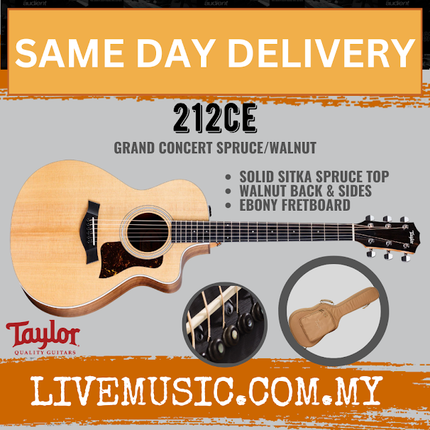 Taylor 212ce Grand Concert Spruce/Rosewood Acoustic Guitar w/Case