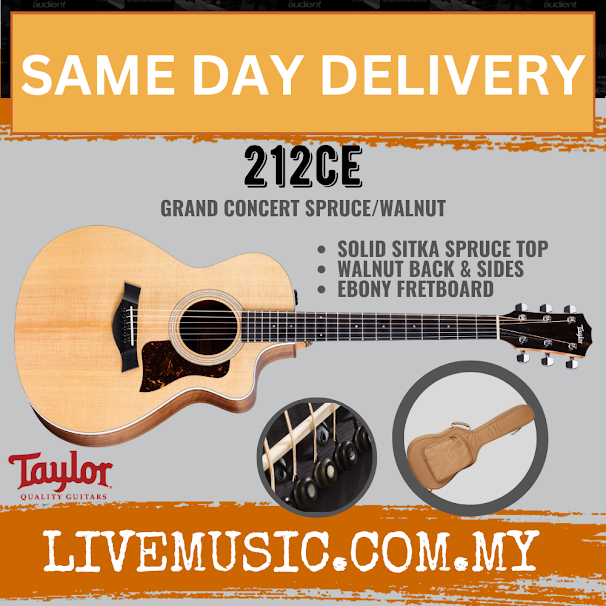 Taylor 212ce Grand Concert Spruce/Rosewood Acoustic Guitar w/Case